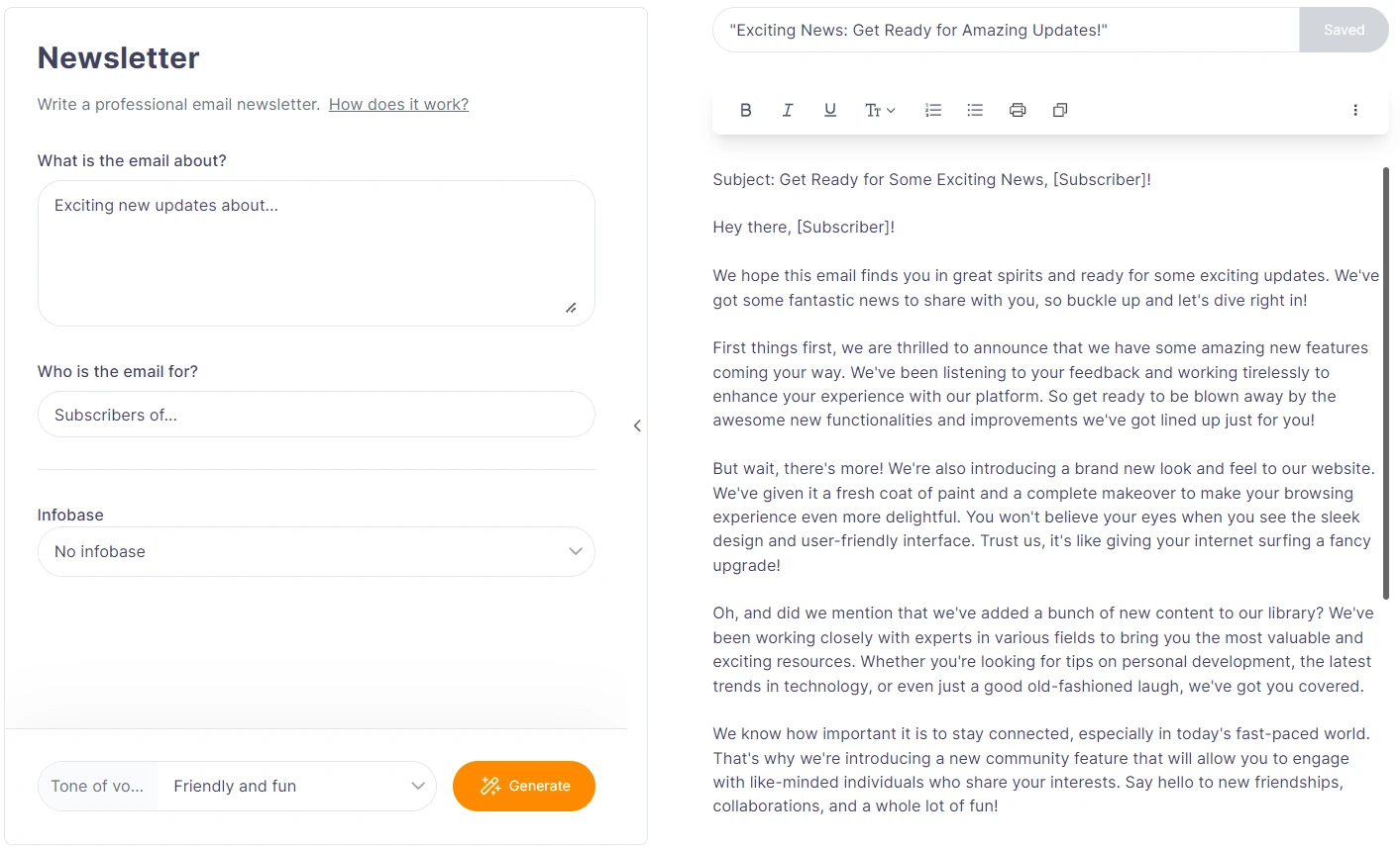 Exemple de newsletter de Typetone.AI