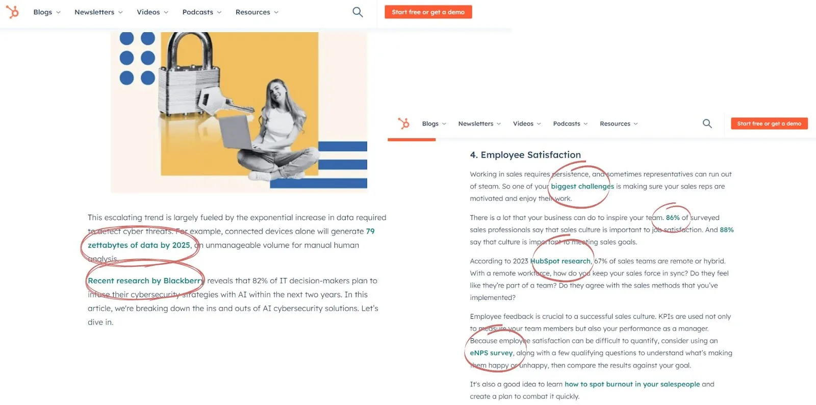 Le blog de Hubspot et ses nombreux backlinks.