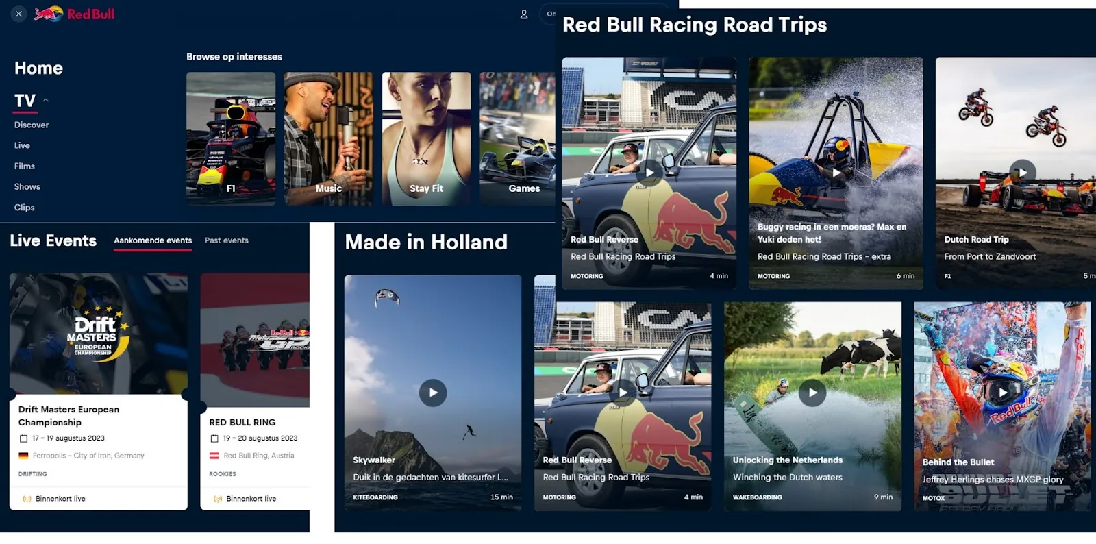 Exemple de content marketing : le site de Redbull et son contenu sur la plateforme.