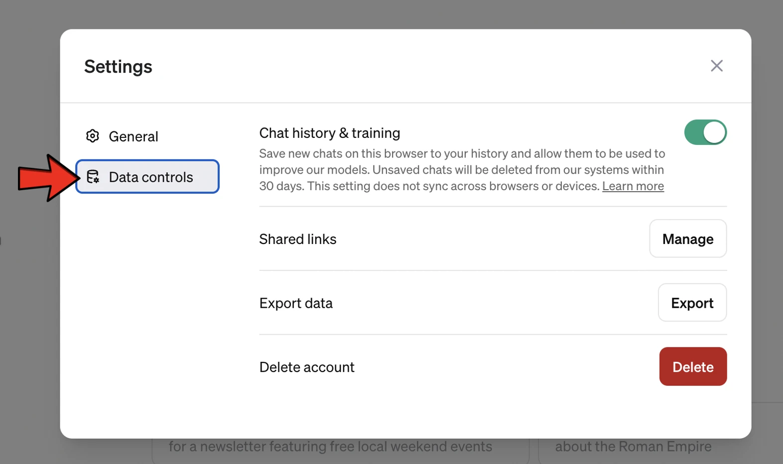 Desactivar el uso compartido de datos con ChatGPT