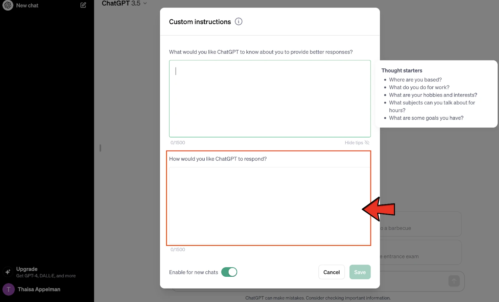Cómo rellenar las custom instructions en ChatGPT