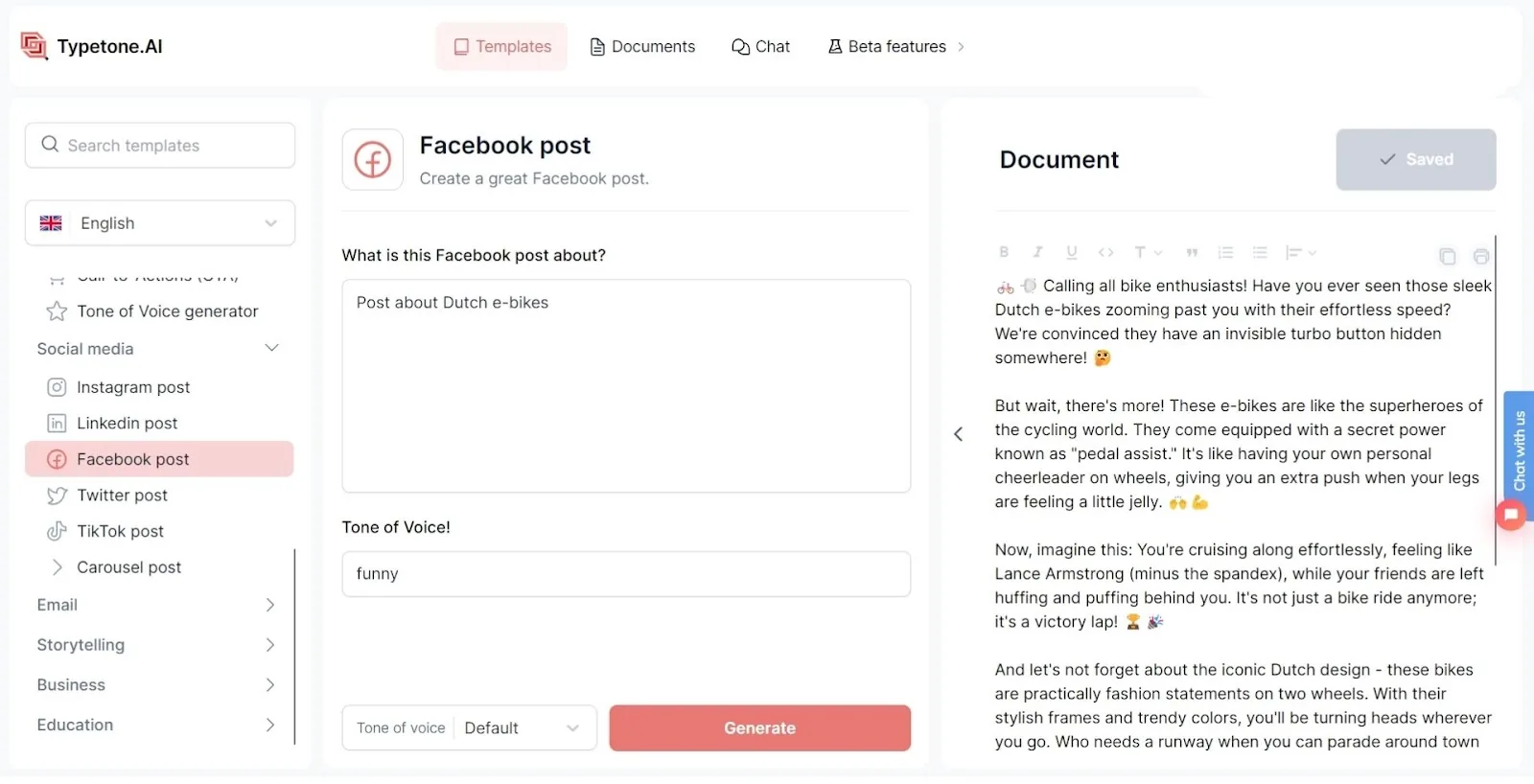 Modèle de publication Facebook Typetone AI