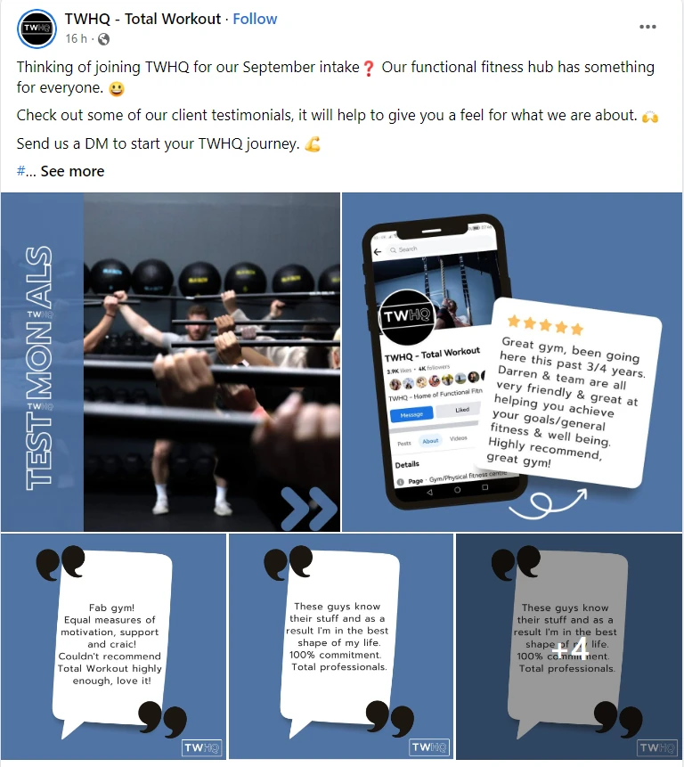 Exemple de publicité Facebook TWHQ