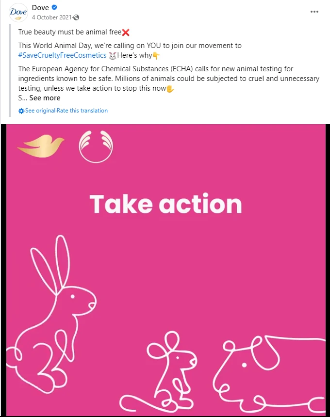 Exemple de publicité Facebook Dove