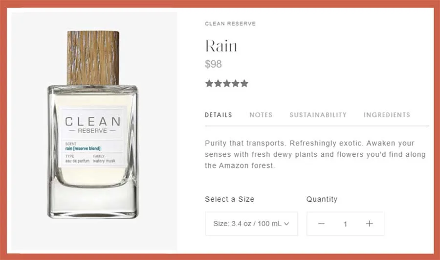 Texte produit d'un parfum