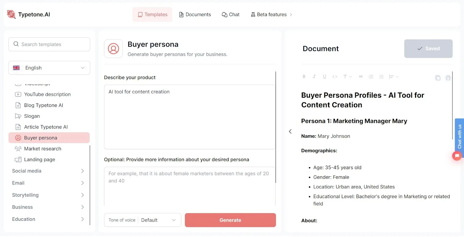 Utilisez le template Buyer Persona de Typetone pour créer des buyer personas pour votre post LinkedIn