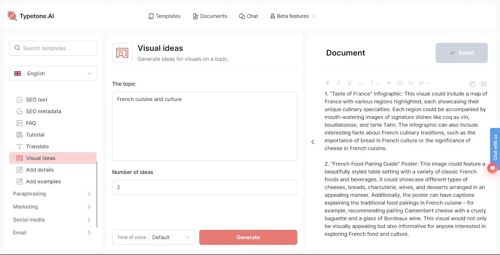 Trouvez des idées de visuels avec le template Idée Visuelle de Typetone AI pour votre post LinkedIn