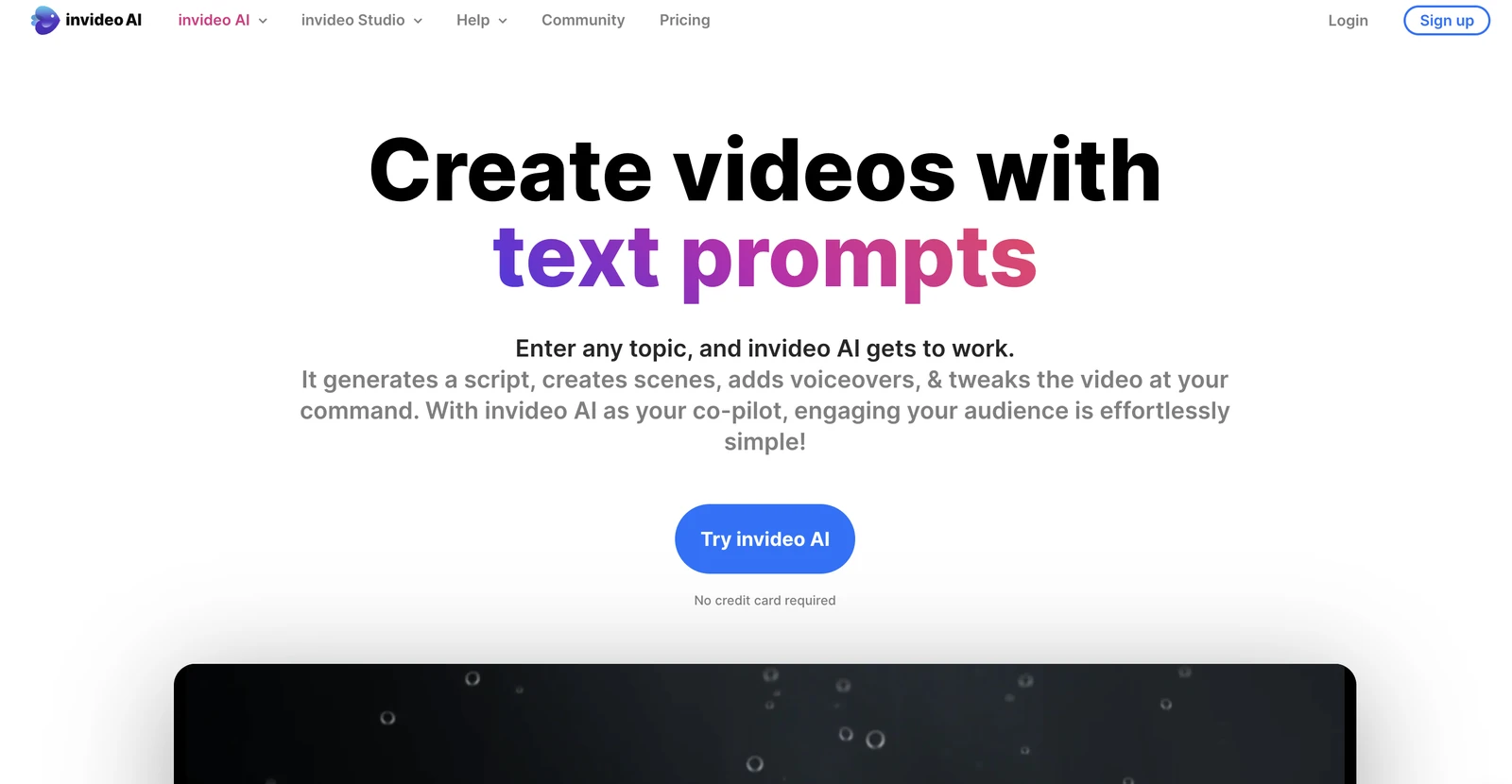 A visual AI tool Invideo.io