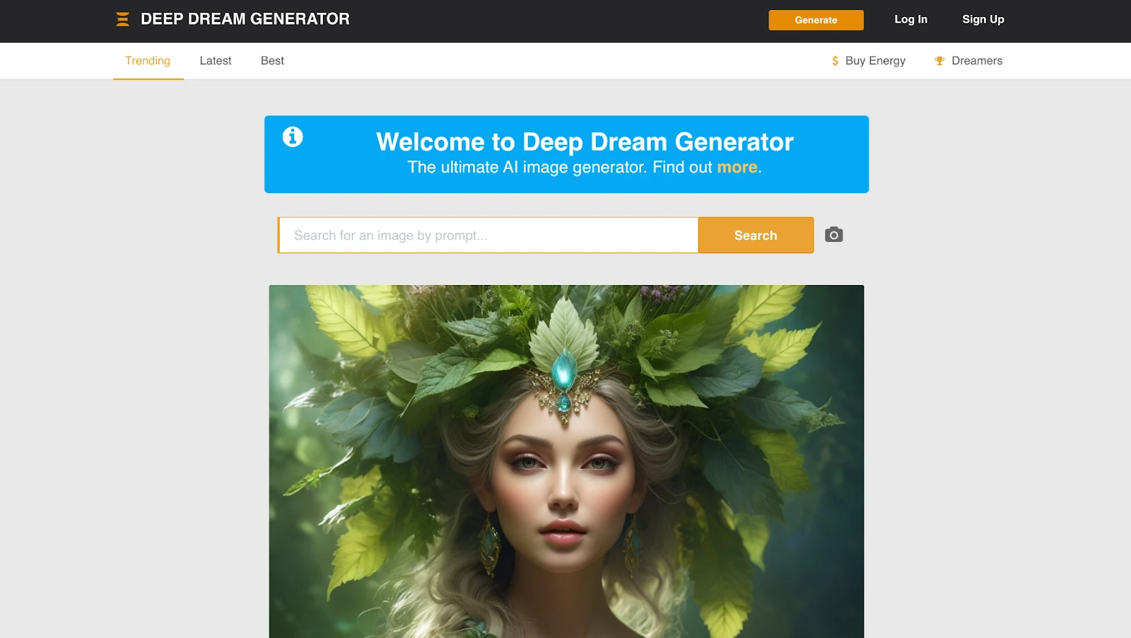 Deep Dream Generator visual AI tool